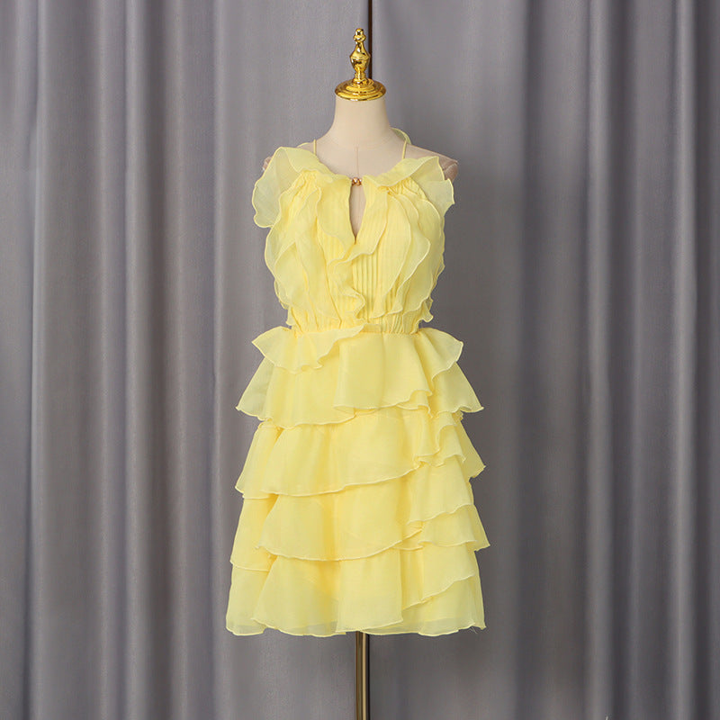 O1CN01cTx0c71OeOJZe3mo2__2205289861730-0-cib PASTEL YELLOW CHIFFON FIT & FLARE MINI DRESS