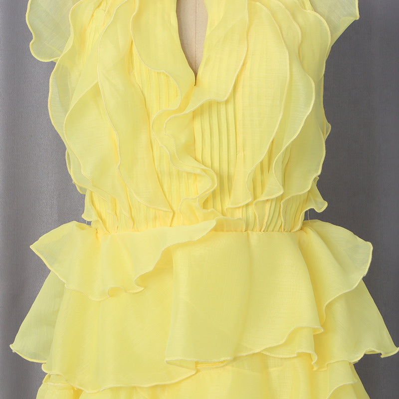 O1CN01cX53Bz1OeOJa9Lqbq__2205289861730-0-cib PASTEL YELLOW CHIFFON FIT & FLARE MINI DRESS