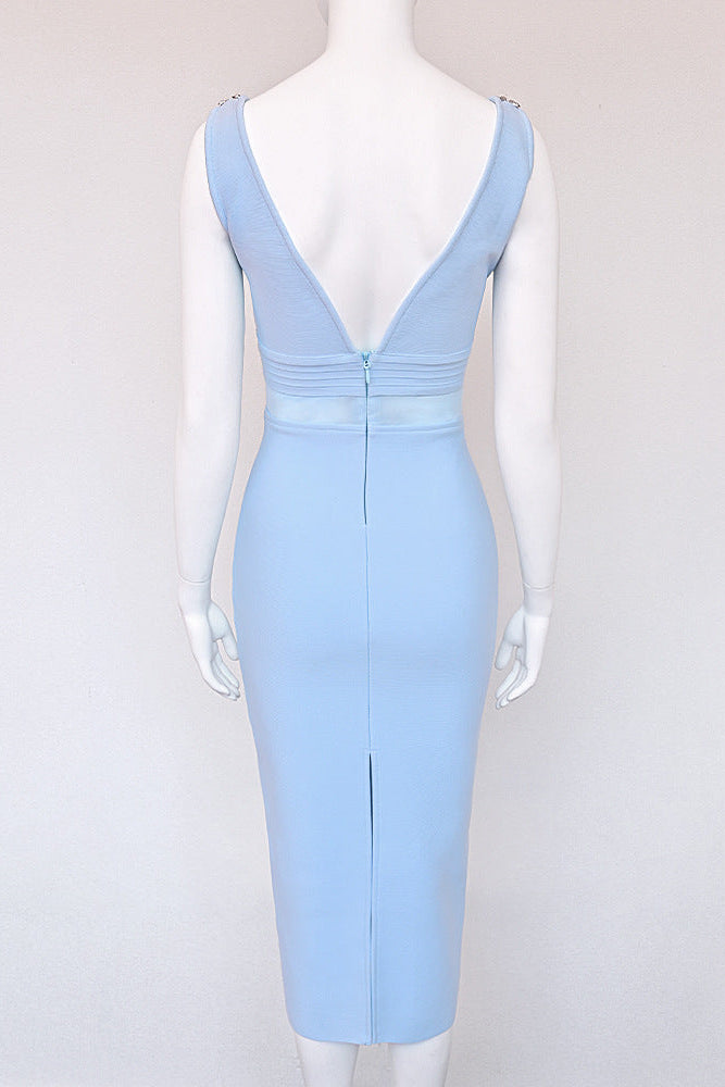 O1CN01cxtCO224J3cwKWMMj__4172087369-0-cib LIGHT BLUE HEAVY KNIT SHEATH DRESS