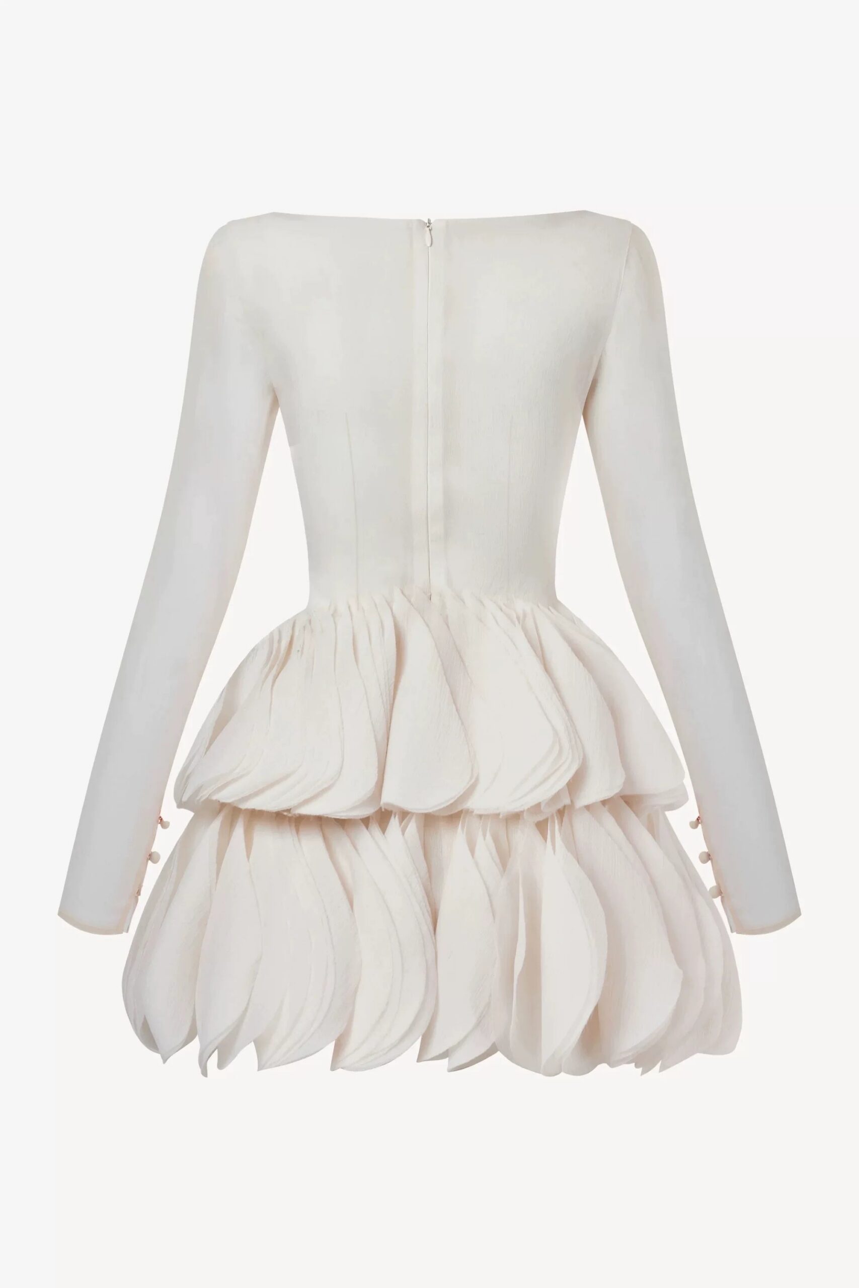 O1CN01d21r0T258M73bBAJV__470977481 CREAM SHEER LAYERED PETAL MINI DRESS WITH BROWN LEATHER BELT