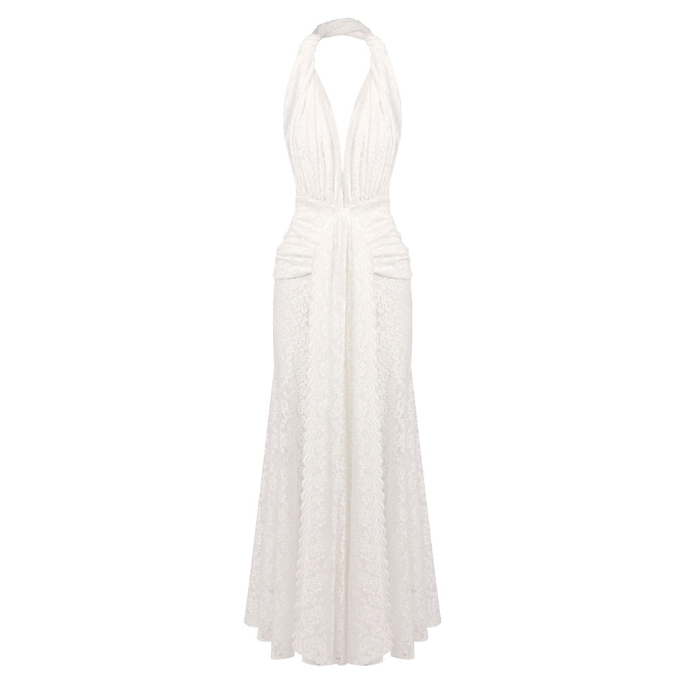 O1CN01dFPyLI1DRbVoZ9Tkj__2203467220213-0-cib WHITE LACE COLUMN GOWN WITH FRONT SLIT