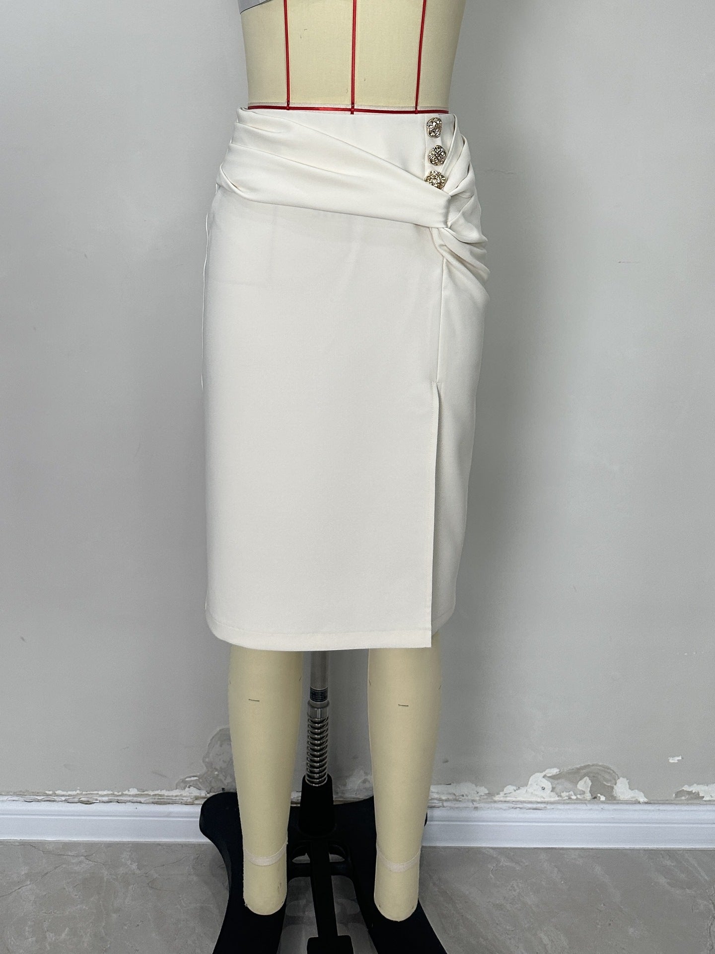 SATIN TWIST FRONT SLIT MIDI SKIRT