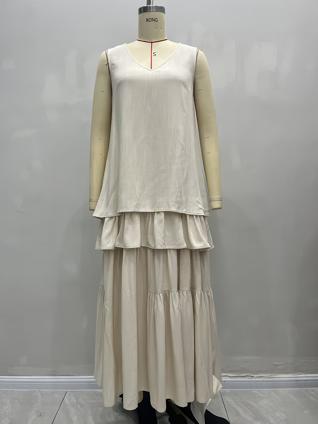 O1CN01eAehIZ1zMCMjZ2Lrn__2217524266699-0-cib SLEEVELESS V-NECK TIERED RUFFLE MAXI DRESS