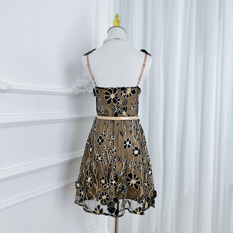 O1CN01eLrqfR1QKodcQyEJ0__2222161421958-0-cib BLACK EMBROIDERED TULLE A-LINE MINI DRESS