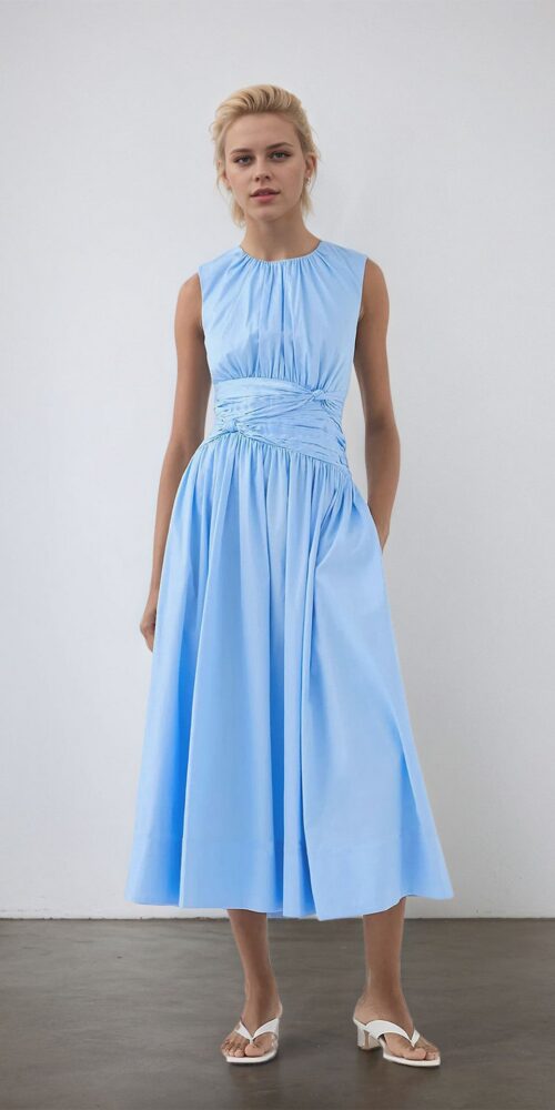 O1CN01enF2x61zMCIYn1Z1c__2217524266699-0-cib LIGHT BLUE SLEEVELESS TWISTED WAIST MIDI DRESS SUMMER