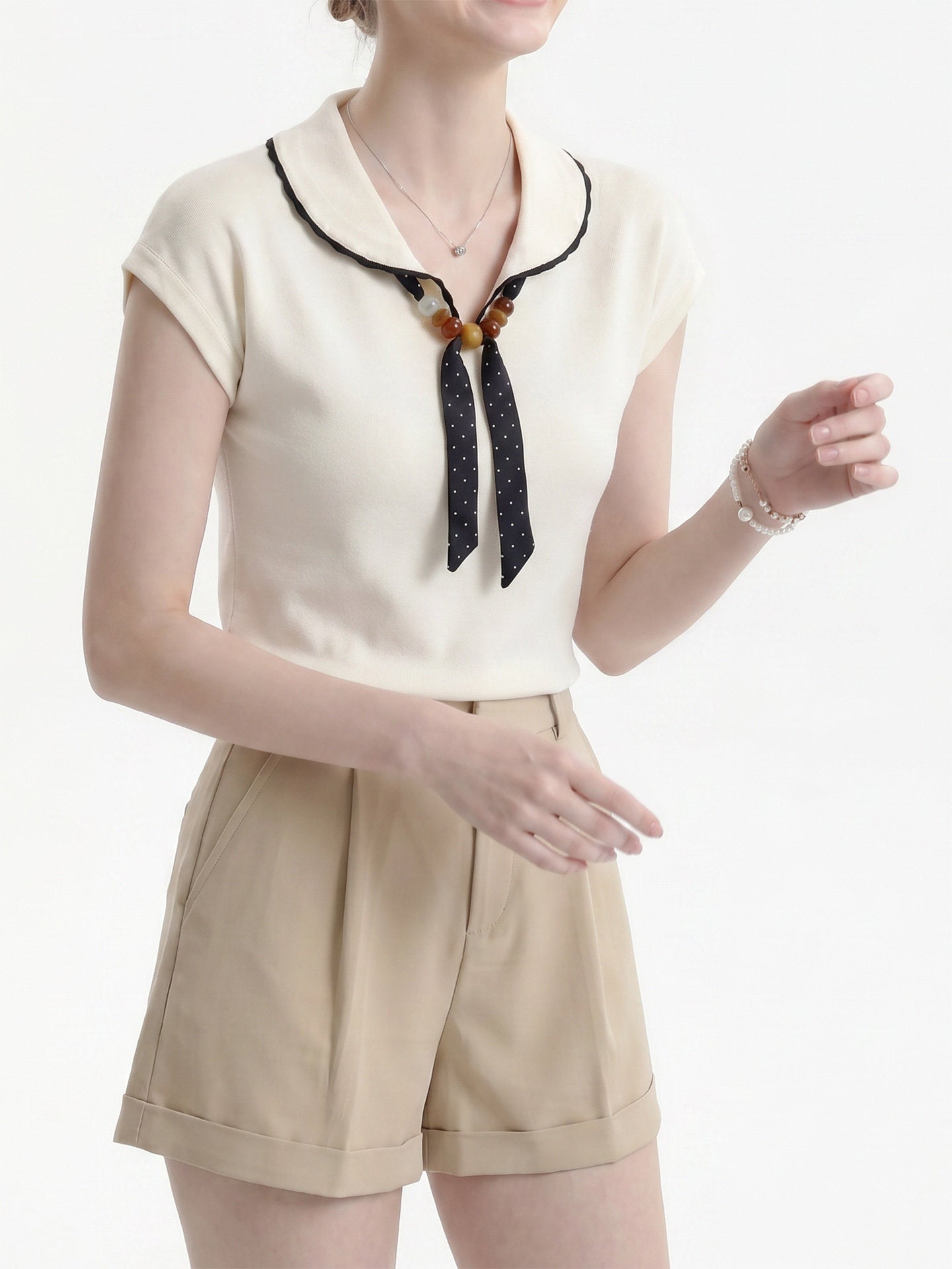 O1CN01fIeIEy1fP8cOlBap0__163593998 SCALLOPED COLLAR POLKA DOT BOW CAP SLEEVE KNIT TOP
