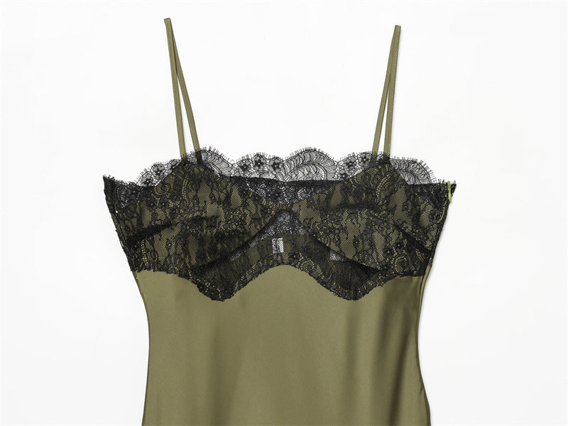 O1CN01h2OIie1zsiTjqX1TN__2221209346770-0-cib OLIVE SATIN ASYM LACE SLIP DRESS, EVENING