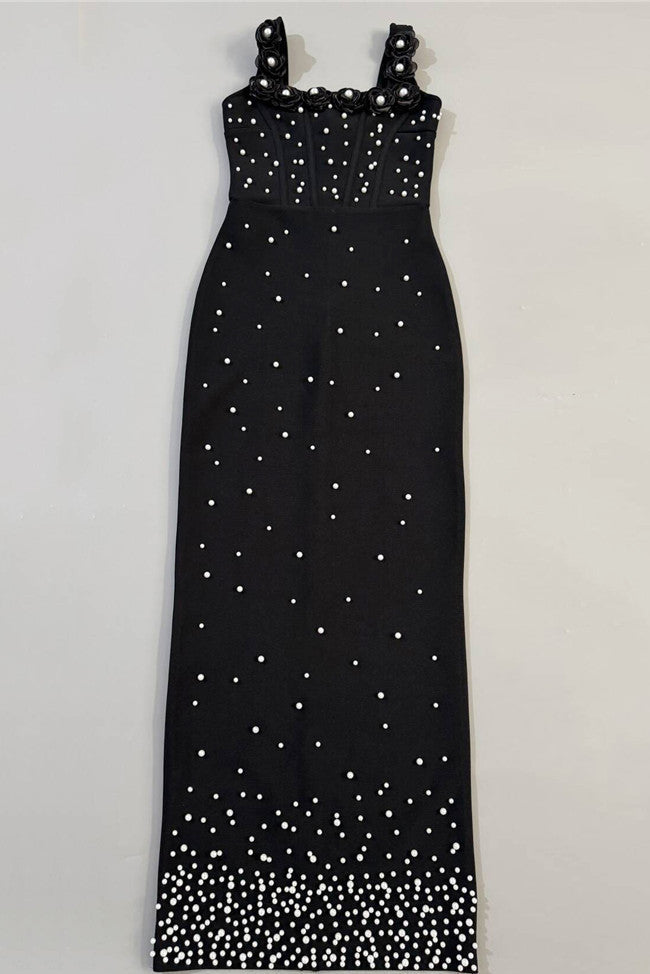 O1CN01i207531Dj0YC3z8b2__2214736480251-0-cib BLACK COLUMN MAXI DRESS PEARL EMBELLISHED FORMAL