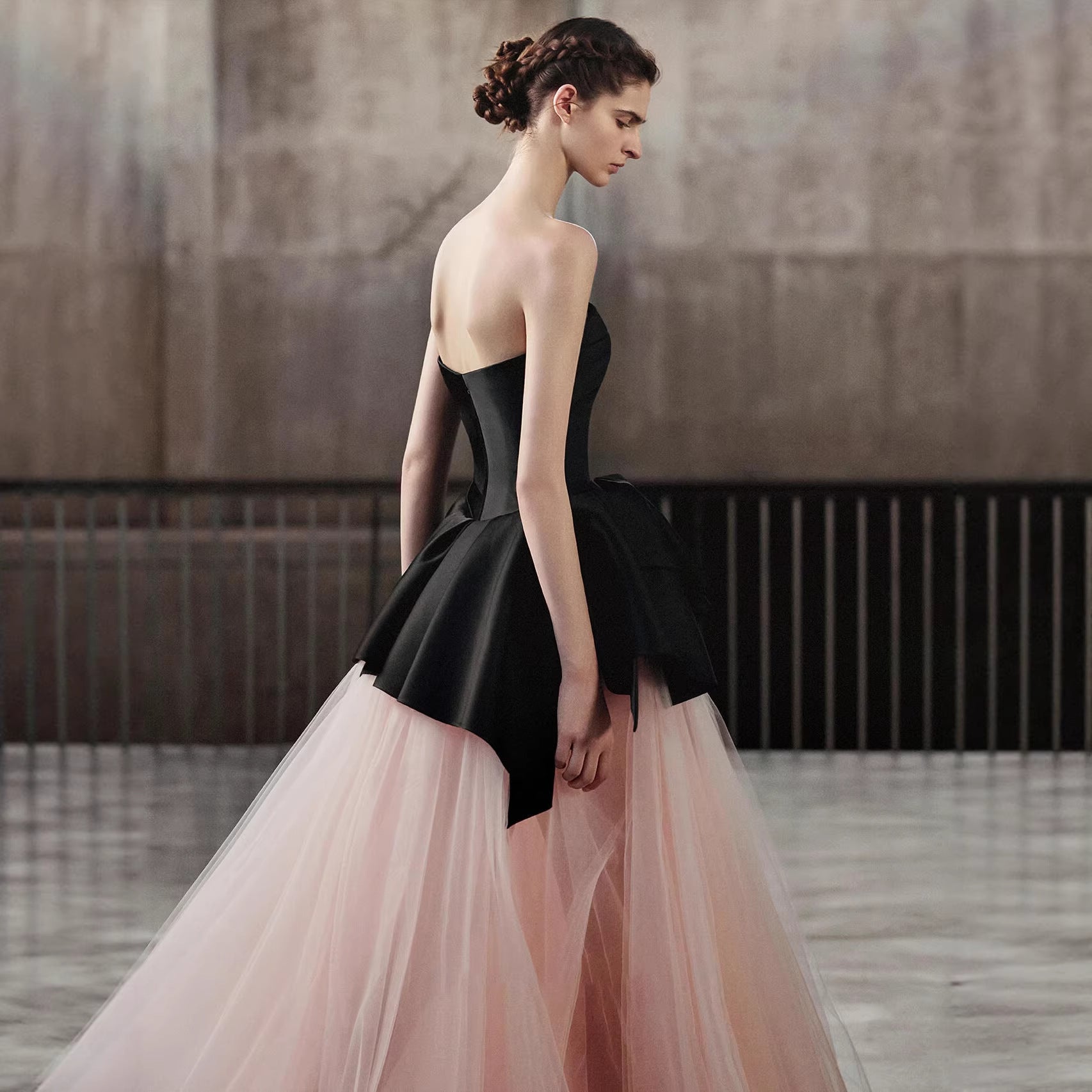 O1CN01iTptWv1Nwsh2vytVh__2218750891635-0-cib STRAPLESS SATIN BOW BALL GOWN PINK TULLE PROM DRESS
