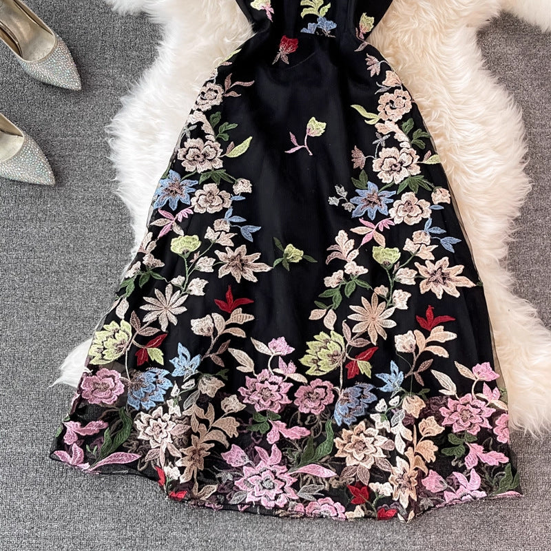 O1CN01jd1fvb1apdOZduCZl__2220508073379-0-cib BLACK FLORAL EMBROIDERY A-LINE MIDI DRESS SHEER OVERLAY
