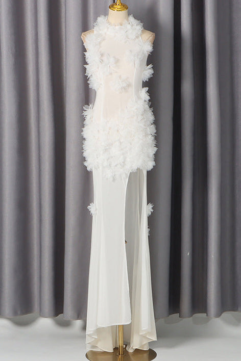 O1CN01lOeIxj1v3BT2mFIev__2485646116-0-cib WHITE HALTER MAXI DRESS 3D FLORAL WEDDING GUEST