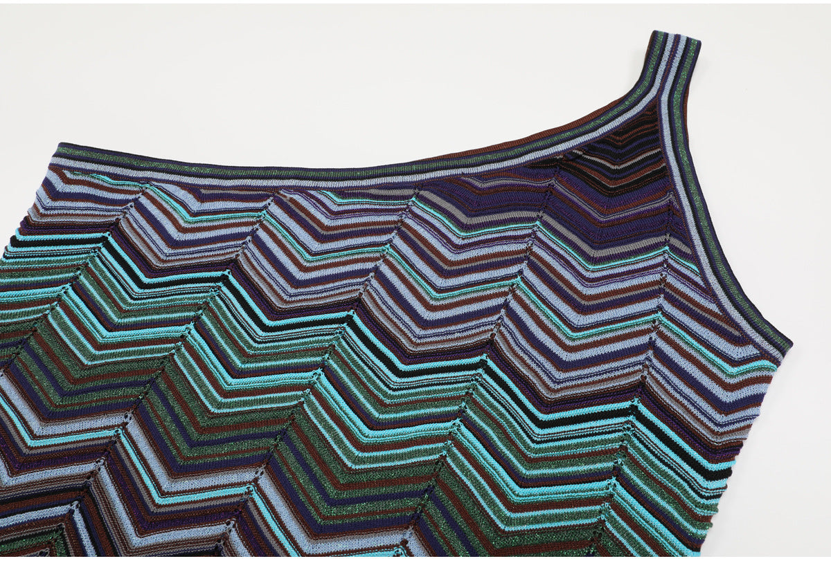 O1CN01lwgRGU1hVD688DIvN__2600434282-0-cib ONE-SHOULDER CHEVRON MAXI DRESS TEAL PURPLE BROWN