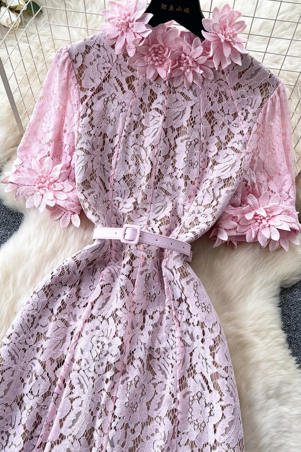 O1CN01mF51CM1JsysCqTtVy__2217741411085-0-cib PINK FLORAL LACE A-LINE MIDI DRESS FOR WEDDING GUEST