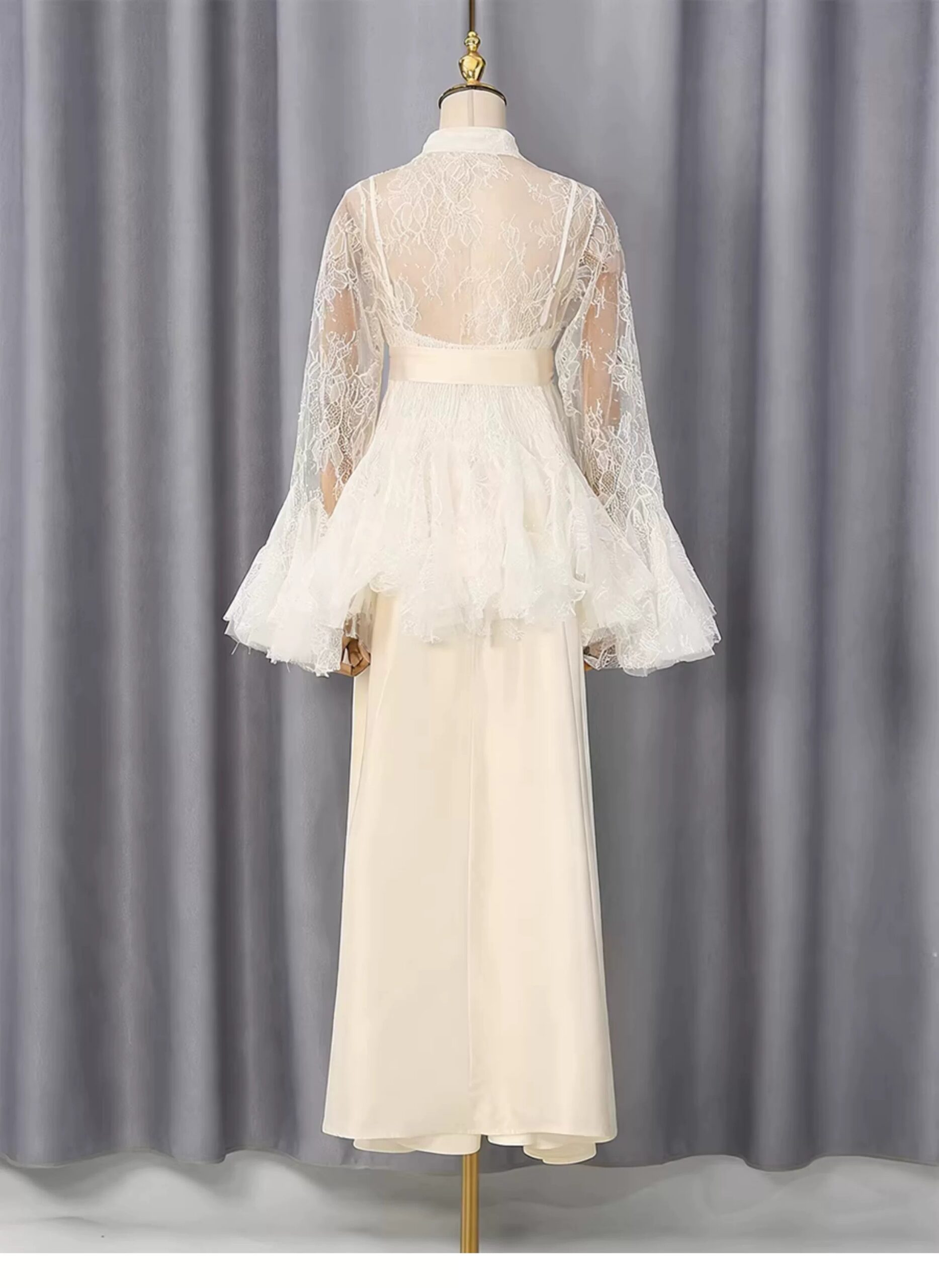 O1CN01nhjgAJ1cUE9ZgnlJ3__2214758663603 CREAM LACE FLARE SLEEVE SATIN CAMI BELT WIDE LEG MAXI SET