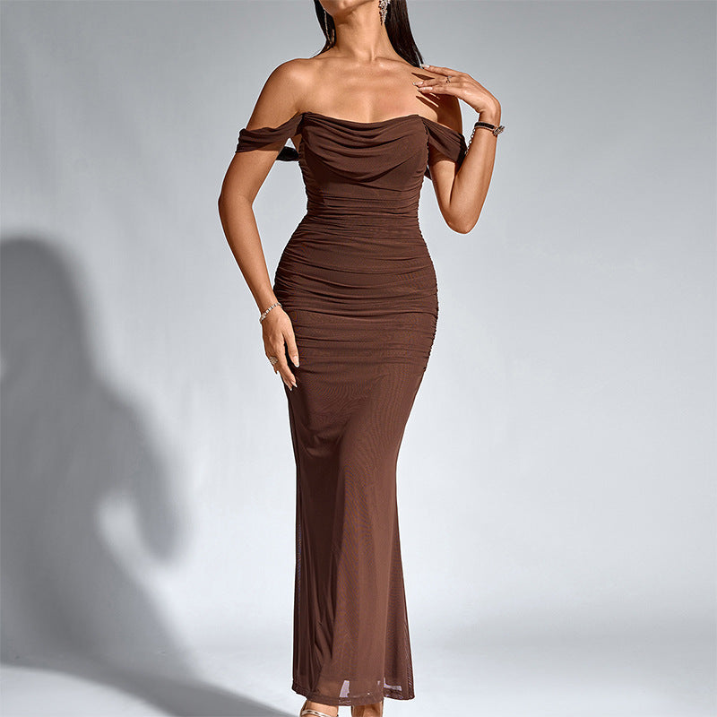 O1CN01o1gF6923jKlJsIB4O__3423897291-0-cib OFF SHOULDER DRAPED COWL RUCHED MESH MERMAID MAXI DRESS