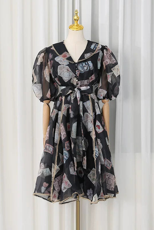 O1CN01o3Pl2I1t6GuwDU6NX__2218640085852 V-NECK BALLOON SLEEVE PRINT BELTED MIDI DRESS