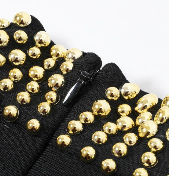 O1CN01oxrSrO1SHjBX5CNC0__2218857642222-0-cib BLACK GOLD BEADED BODYCON DRESS, HEAVYWEIGHT STRETCH KNIT COCKTAIL