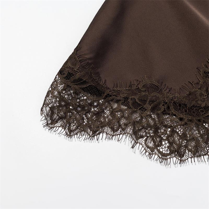 O1CN01pDihIv1Vsm3IhKQMY__2235522709-0-cib CHOCOLATE BROWN SATIN ASYMMETRIC A-LINE CAPELET DRESS
