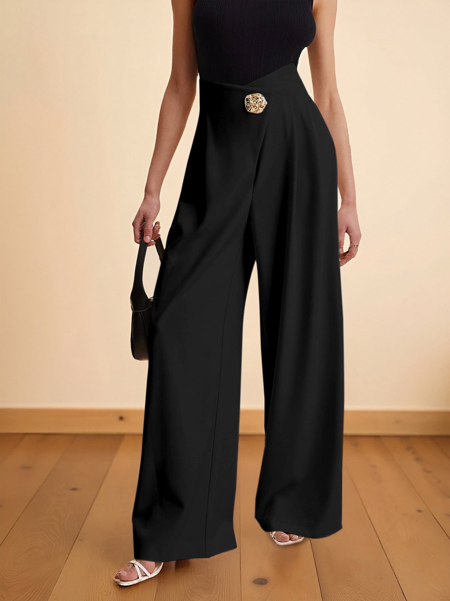O1CN01r1xdMH1zMCIBUiD1j__2217524266699-0-cib HIGH WAIST WRAP FRONT GOLD BUTTON WIDE LEG PANTS