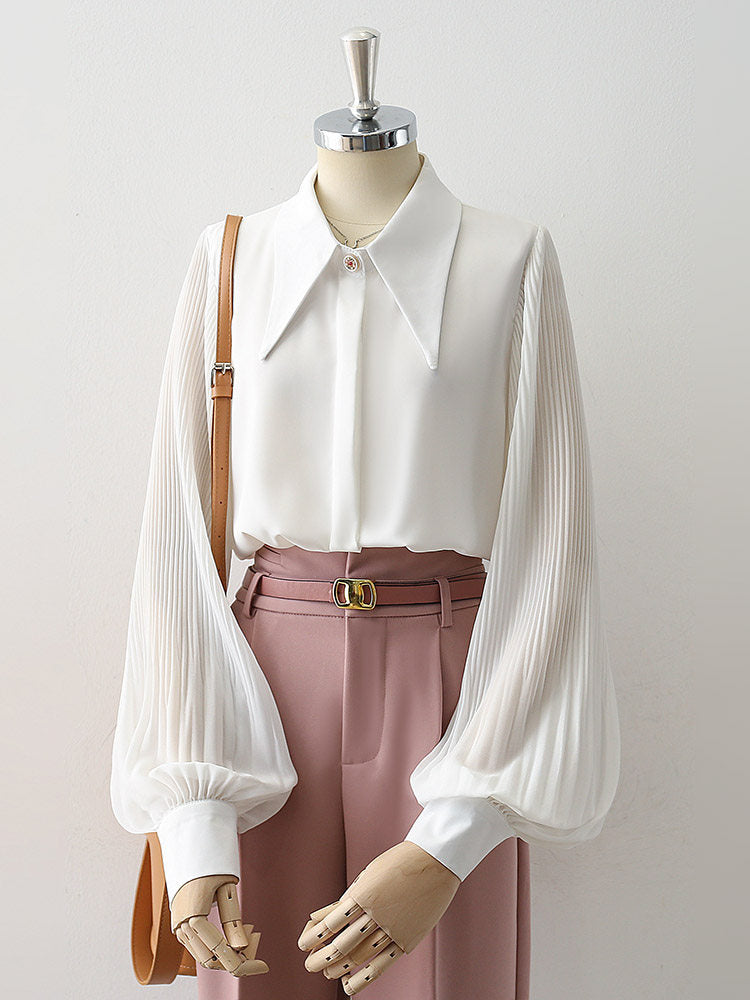 O1CN01r3zJfw1fP8LJObx2L__163593998 OVERSIZED POINT COLLAR PLEATED SATIN BLOUSE