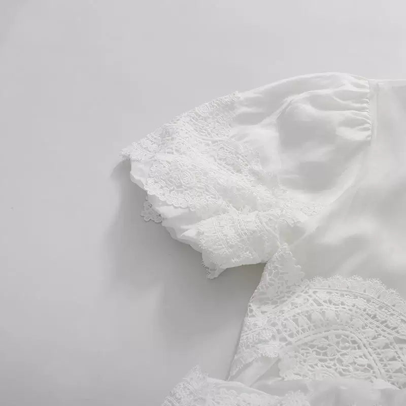 O1CN01r60QiX293YQri2srm__3998398012 WHITE MANDARIN COLLAR PUFF SLEEVE TIERED LACE MIDI DRESS