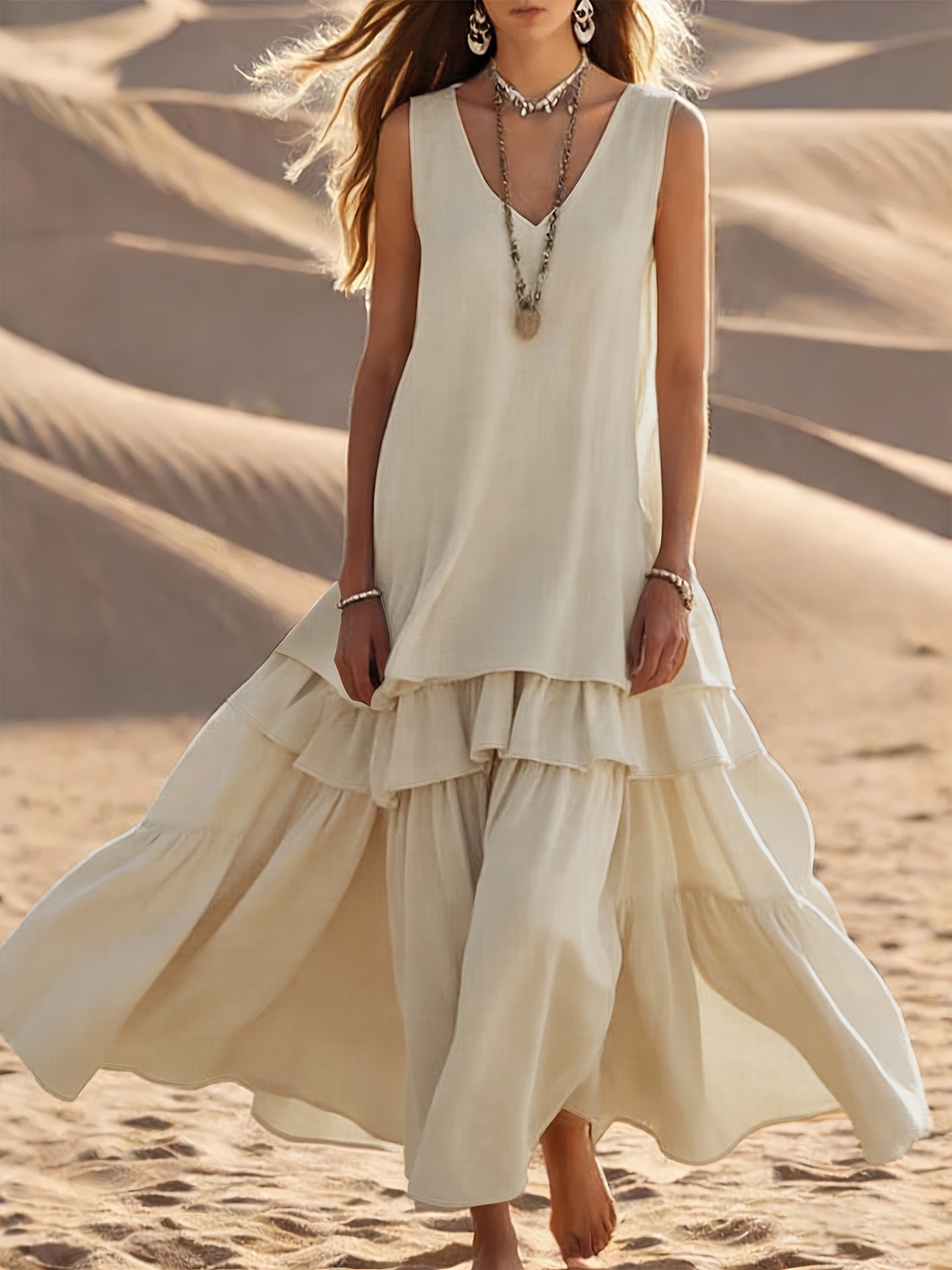 O1CN01r9AbAg1zMCMjwkr6C__2217524266699-0-cib SLEEVELESS V-NECK TIERED RUFFLE MAXI DRESS