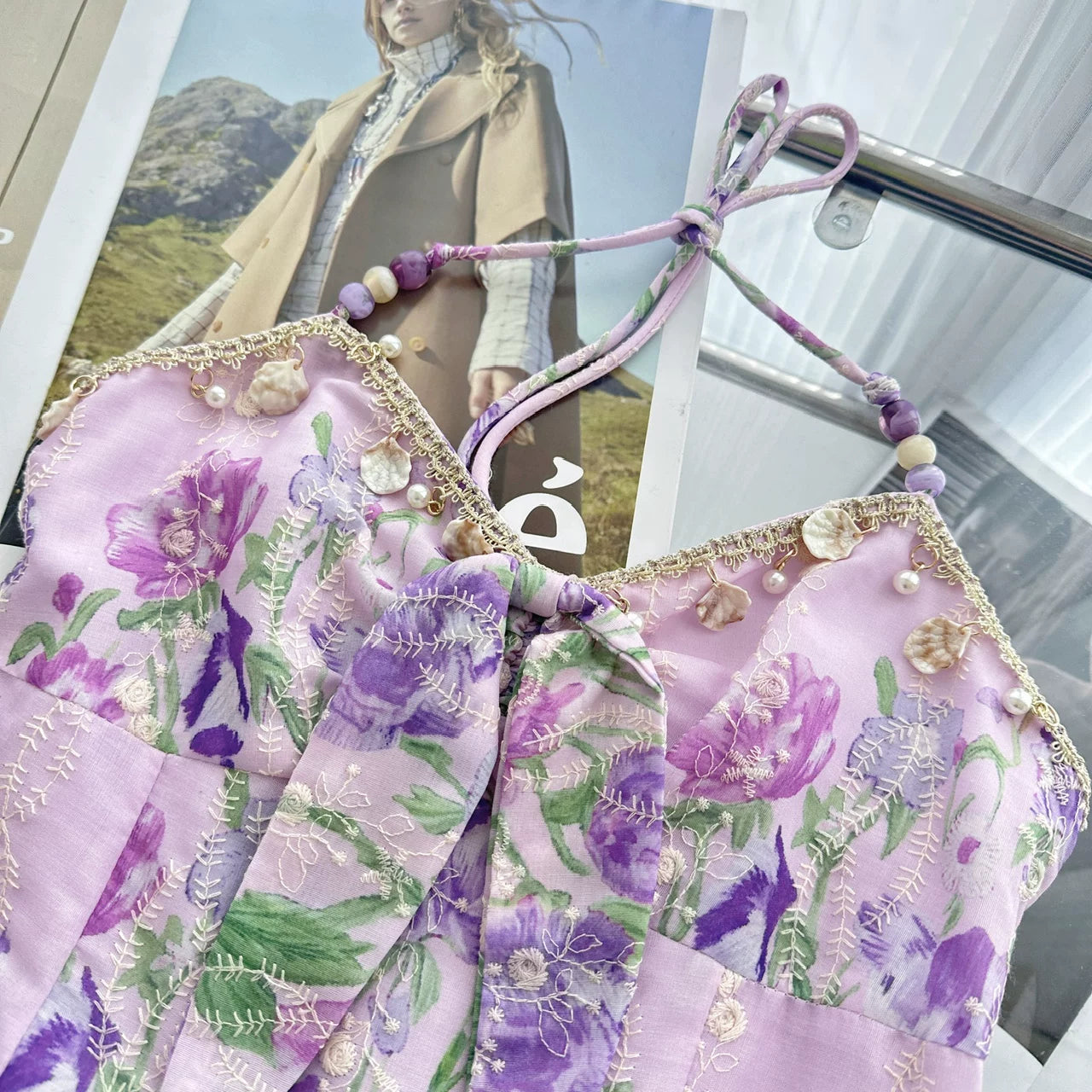 O1CN01rKrsZJ1L0b4SeQs8Y__2213912531237 HALTER BOW FRONT FLORAL EMBROIDERY MIDI DRESS