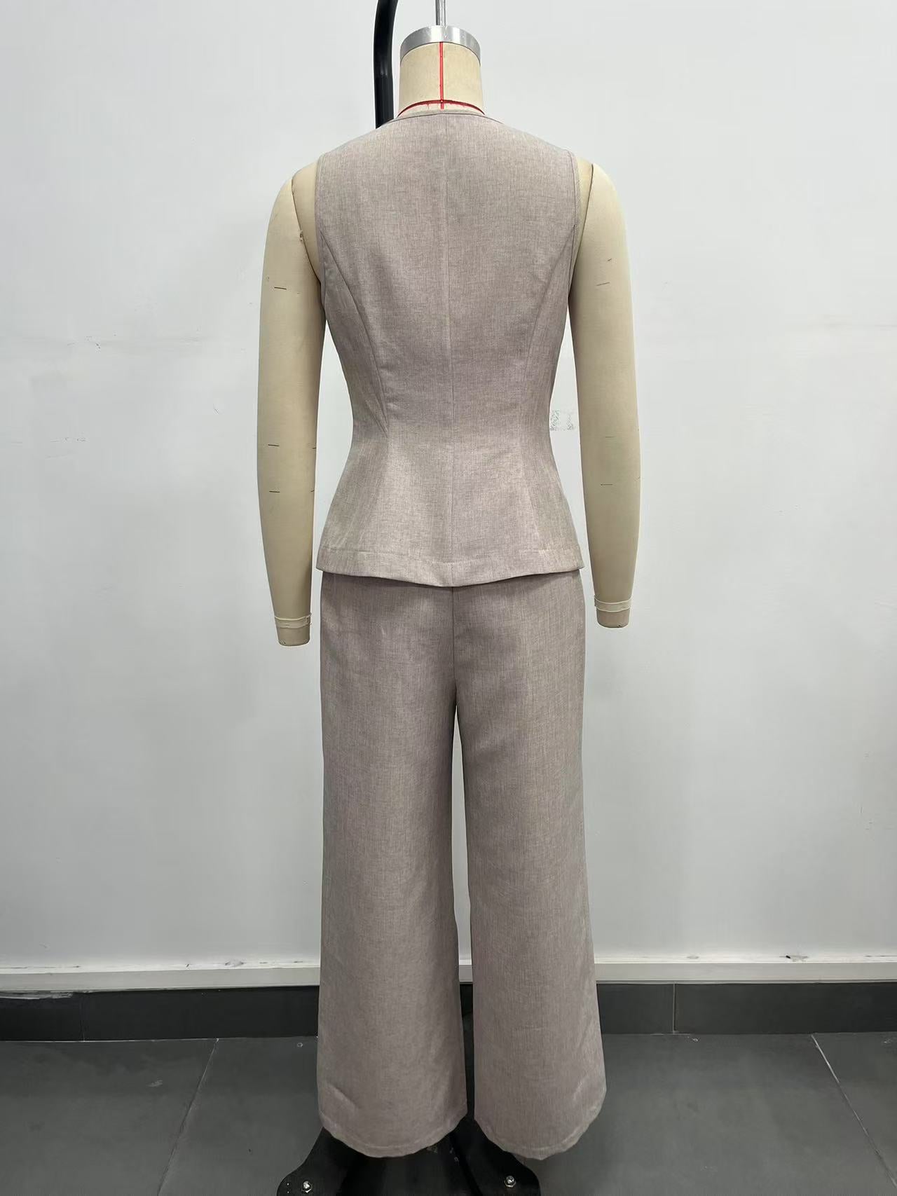 O1CN01rSWY5Z1zMCI1IJEnJ__2217524266699-0-cib KHAKI WIDE LEG SUIT PANTS, HIGH WAIST FRONT SLIT OFFICE TROUSERS