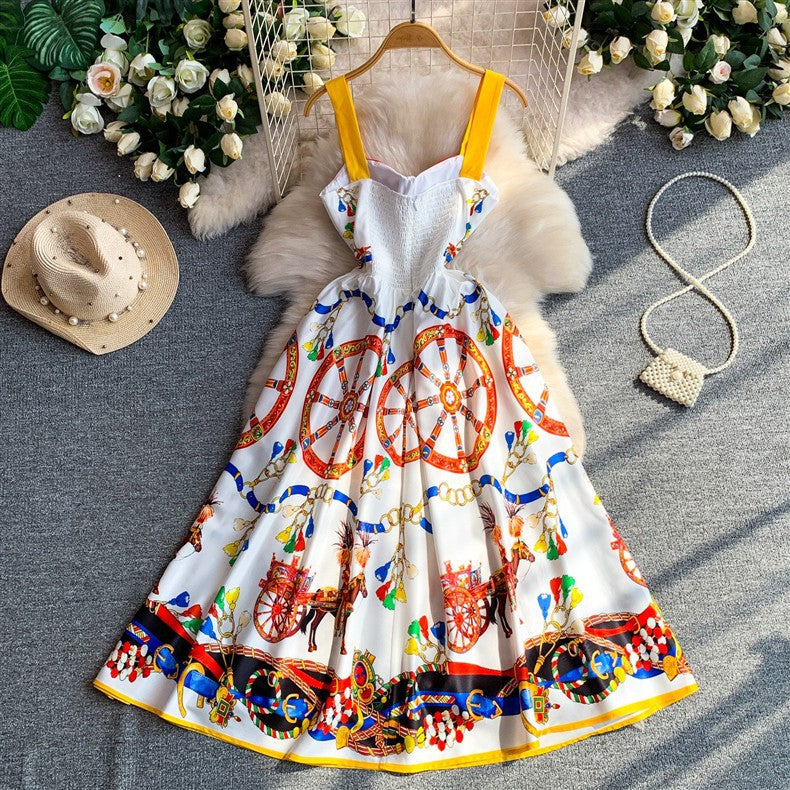 O1CN01rXEGSf1apdS1Kfu4Q__2220508073379-0-cib WHITE CARRETTO PRINT FIT-AND-FLARE MIDI DRESS