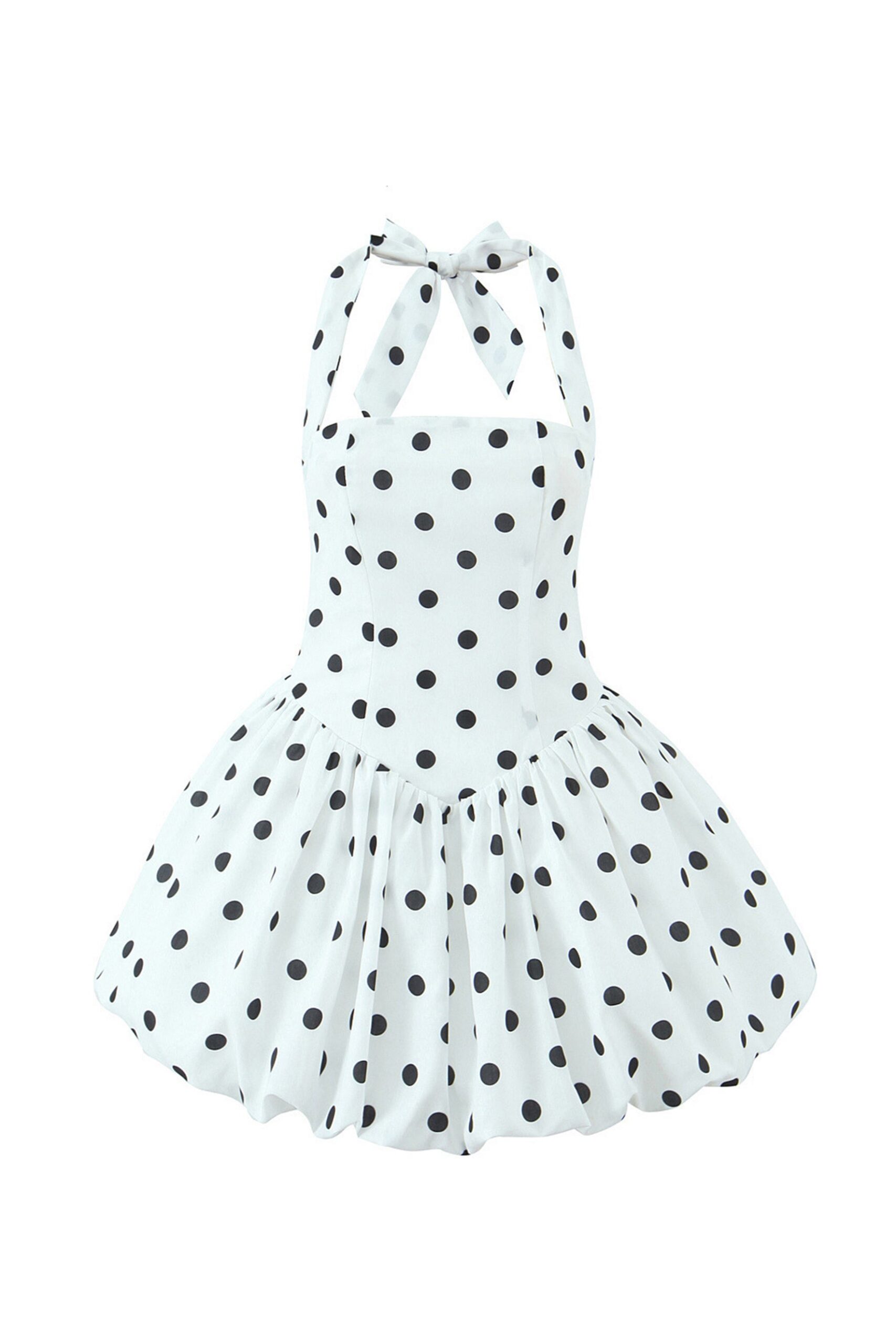 O1CN01s7GN361wfU7IZigOG-_2217690336335-0-cib WHITE POLKA DOT HALTER SQUARE NECK BUBBLE MINI DRESS