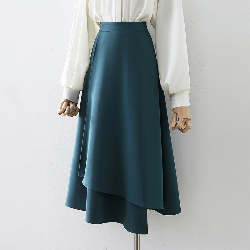 O1CN01srZUmb1fP8O8QwwwY__163593998 TEAL HIGH WAIST LAYERED A-LINE MIDI SKIRT BUSINESS ELEGANT
