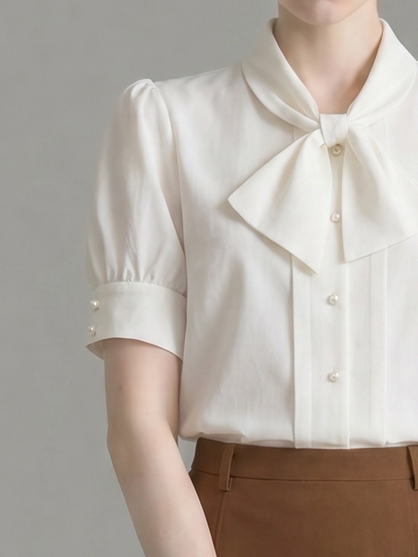 O1CN01tYlJuw1fP8c8DJMeV__163593998 SATIN PUFF SLEEVE BOW BLOUSE WITH PEARL BUTTONS