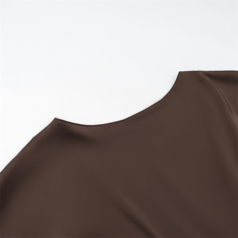 O1CN01ta81l61Vsm3IMYR5k__2235522709-0-cib CHOCOLATE BROWN SATIN ASYMMETRIC A-LINE CAPELET DRESS