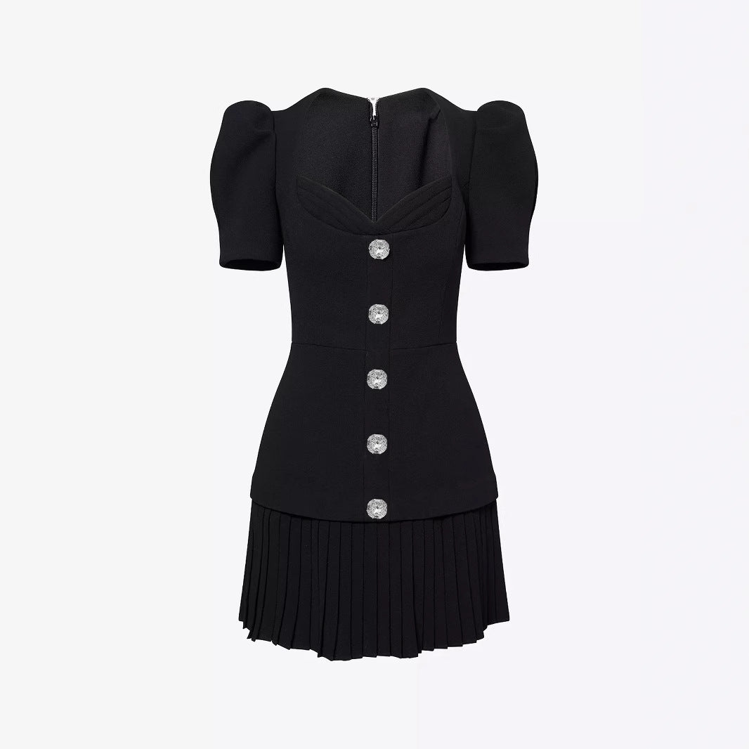 O1CN01tqDwC81zMCI9aUXsE__2217524266699-0-cib BLACK PUFF SLEEVE SQUARE NECK RHINESTONE MINI DRESS
