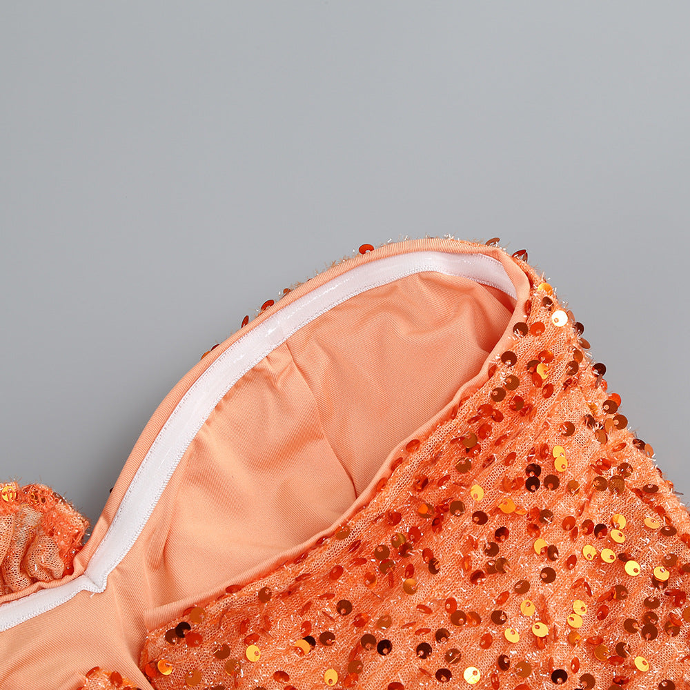 O1CN01ttmxKp28SS4kOYjDm__2215820147931-0-cib ORANGE SEQUIN ONE-SHOULDER FLOOR-LENGTH GOWN