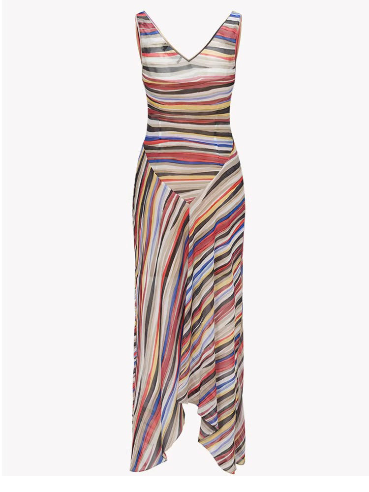 O1CN01uWLk5Y1WN0D57TZet__4116962775-0-cib MULTICOLOR STRIPED COWL NECK KNIT DRESS