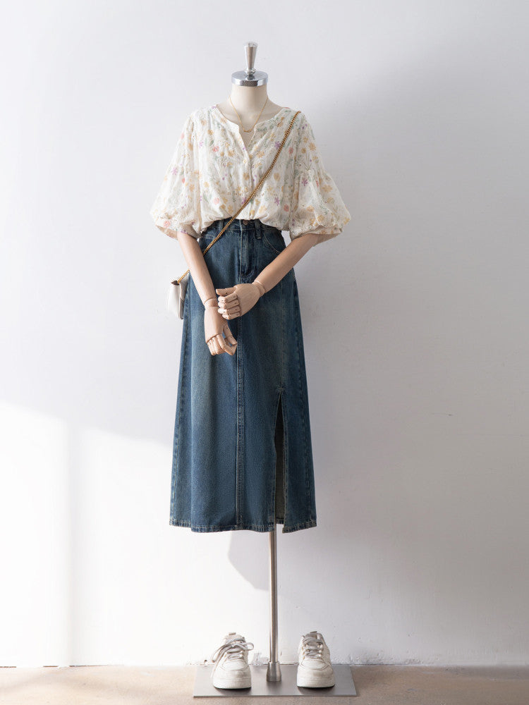 O1CN01ucjE3p1fP8Wlpfsex__163593998 VINTAGE HIGH-WAIST STRAIGHT JEAN MIDI SKIRT CASUAL