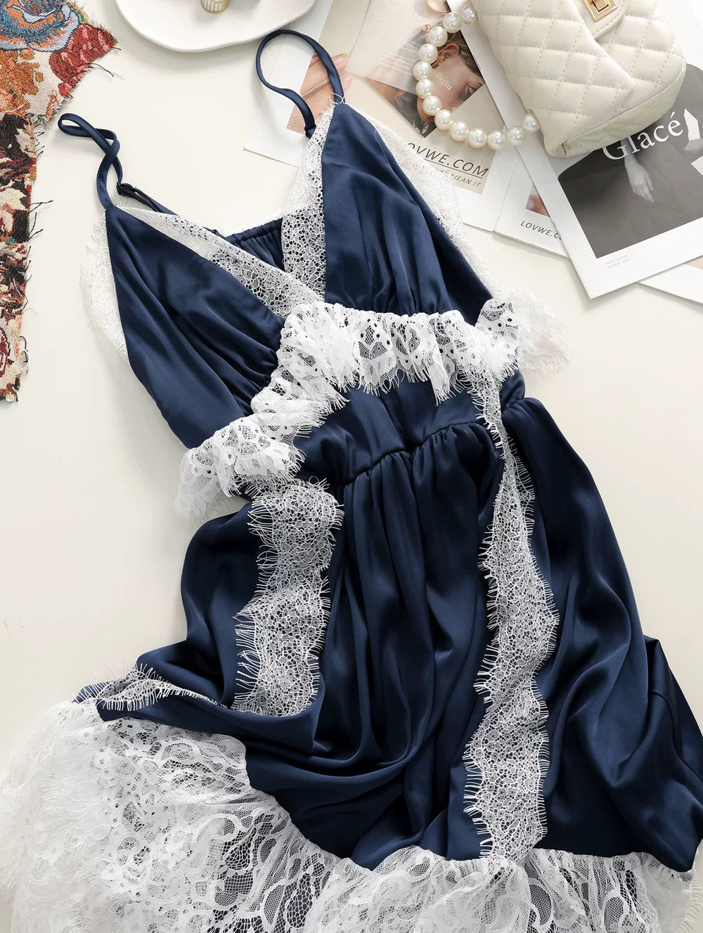 O1CN01v4foSd1xc6vTuaod0__2920556463 NAVY LACE FRINGE MAXI DRESS | SPAGHETTI STRAP V-NECK