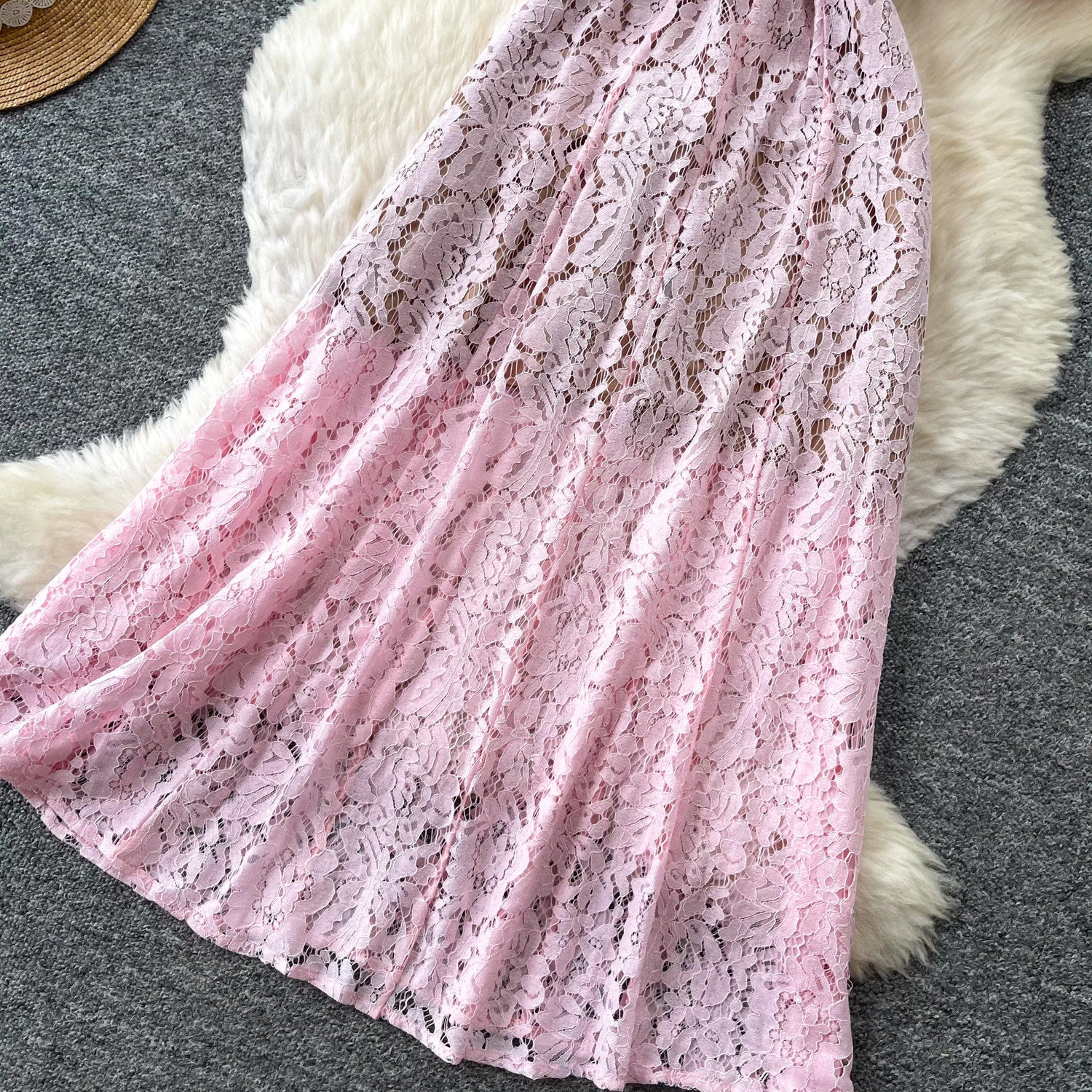 O1CN01wXvjsh1JsysCl36RN__2217741411085-0-cib PINK FLORAL LACE A-LINE MIDI DRESS FOR WEDDING GUEST