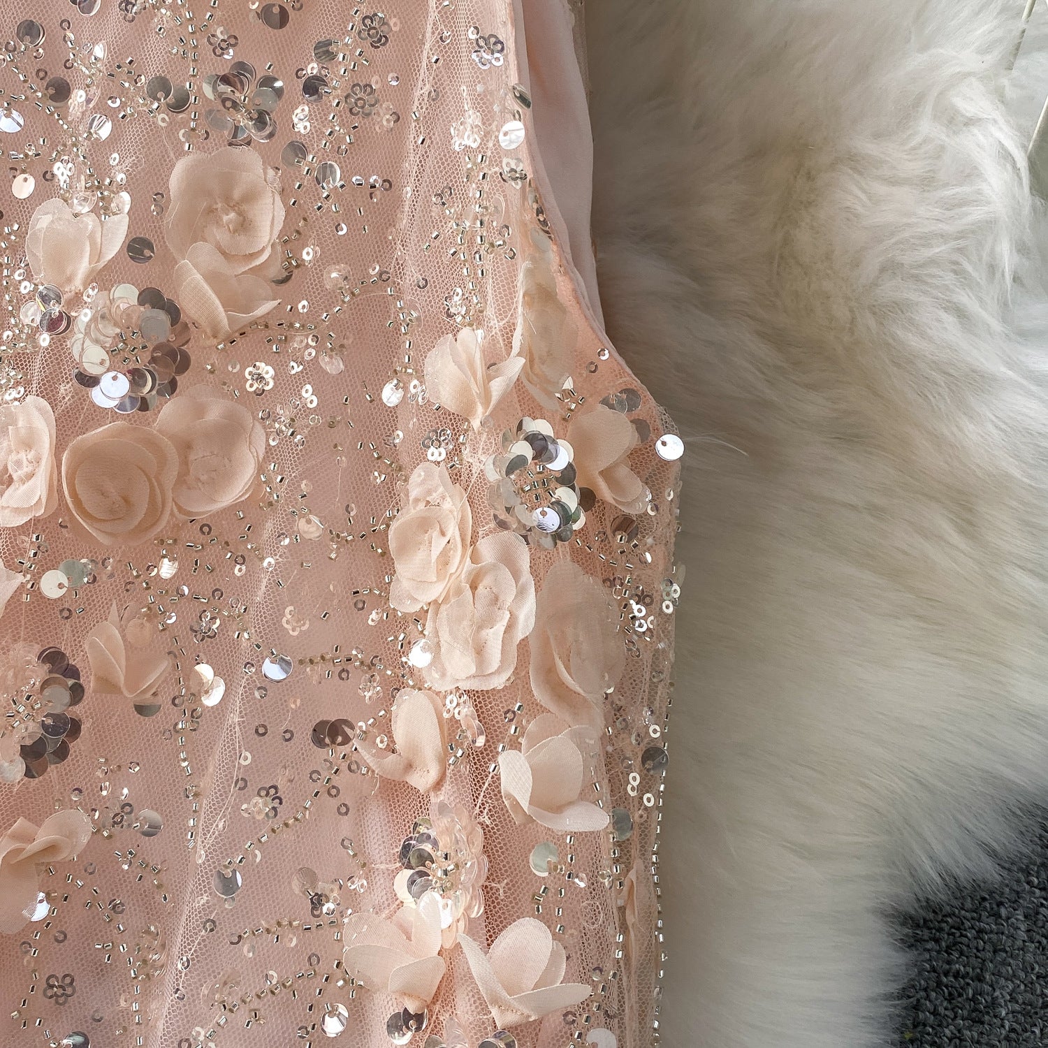 O1CN01wbp7Cs2IpwlX3PaRd__2214341149336-0-cib BLUSH PINK TULLE A-LINE SHIFT DRESS FLORAL EMBELLISHMENT