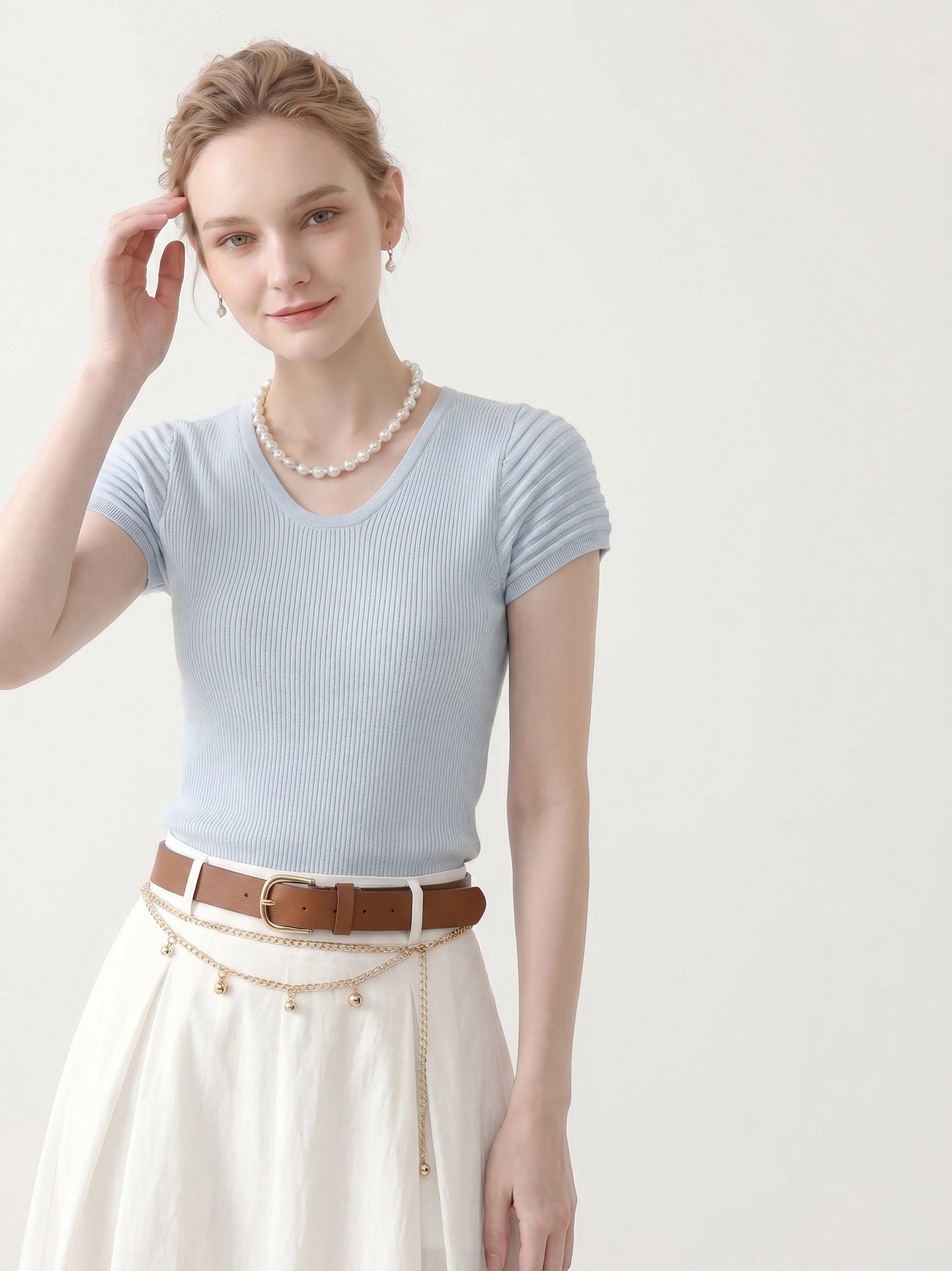 O1CN01xWqrSa1fP8cP67zi1__163593998 U-NECK CAP-SLEEVE RIBBED KNIT TOP FOR WORK