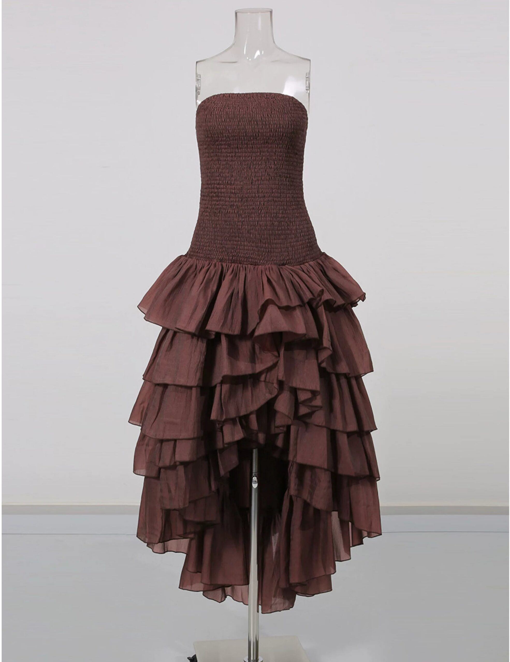 O1CN01yEStIk1YY73z0e14L__2212404893070 STRAPLESS SMOCKED HIGH-LOW MIDI DRESS FOR WEDDING GUEST