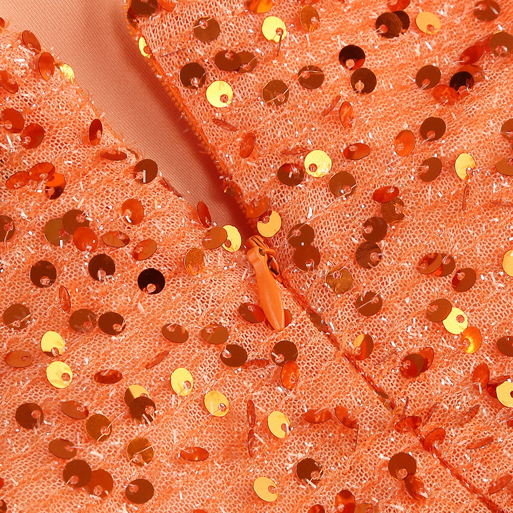 O1CN01ynFAGQ28SS4lbKdcQ__2215820147931-0-cib ORANGE SEQUIN ONE-SHOULDER FLOOR-LENGTH GOWN