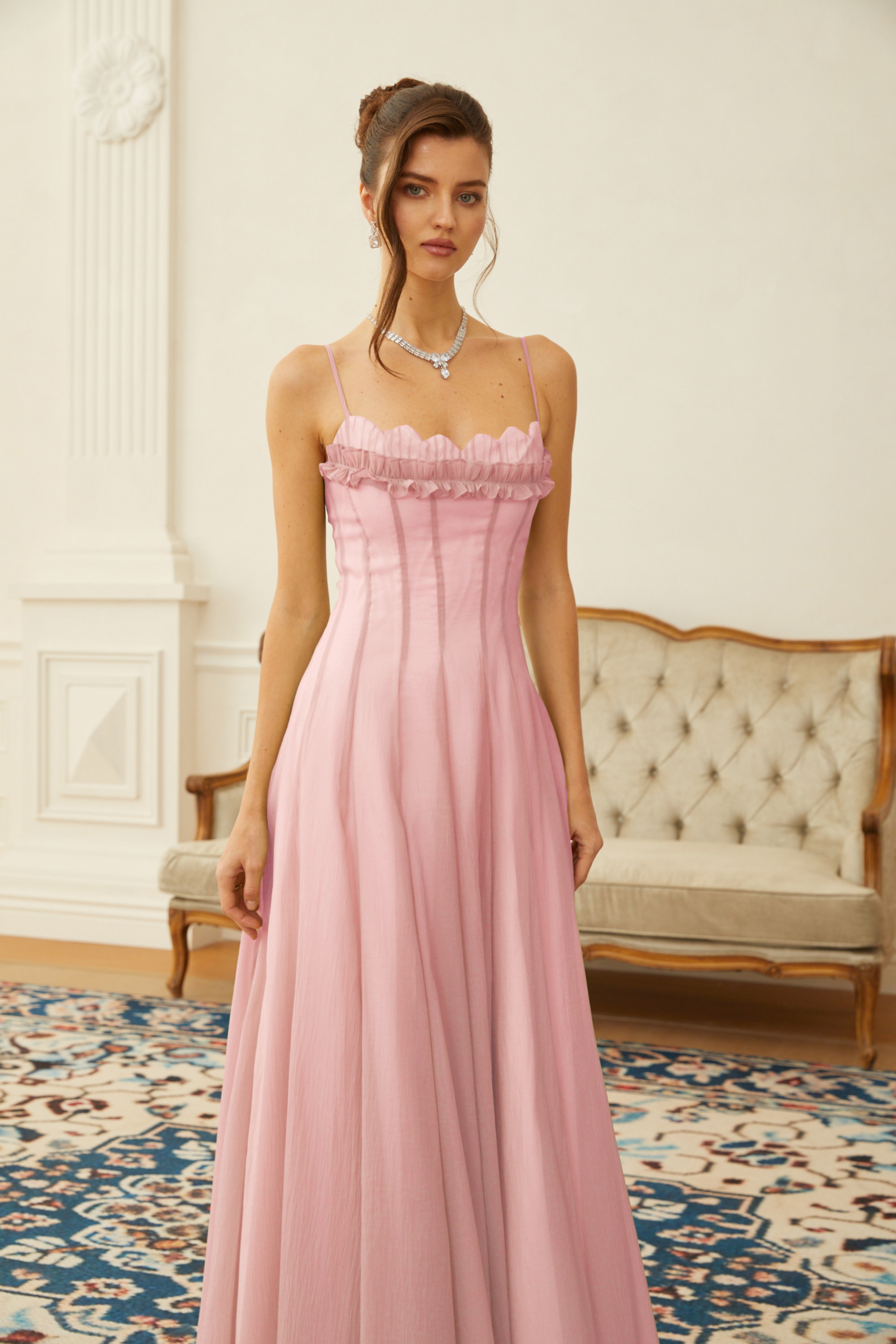 SakuraRuffledShirredTulleMaxiDress_1 SAKURA RUFFLE SHIRRED TULLE MAXI DRESS