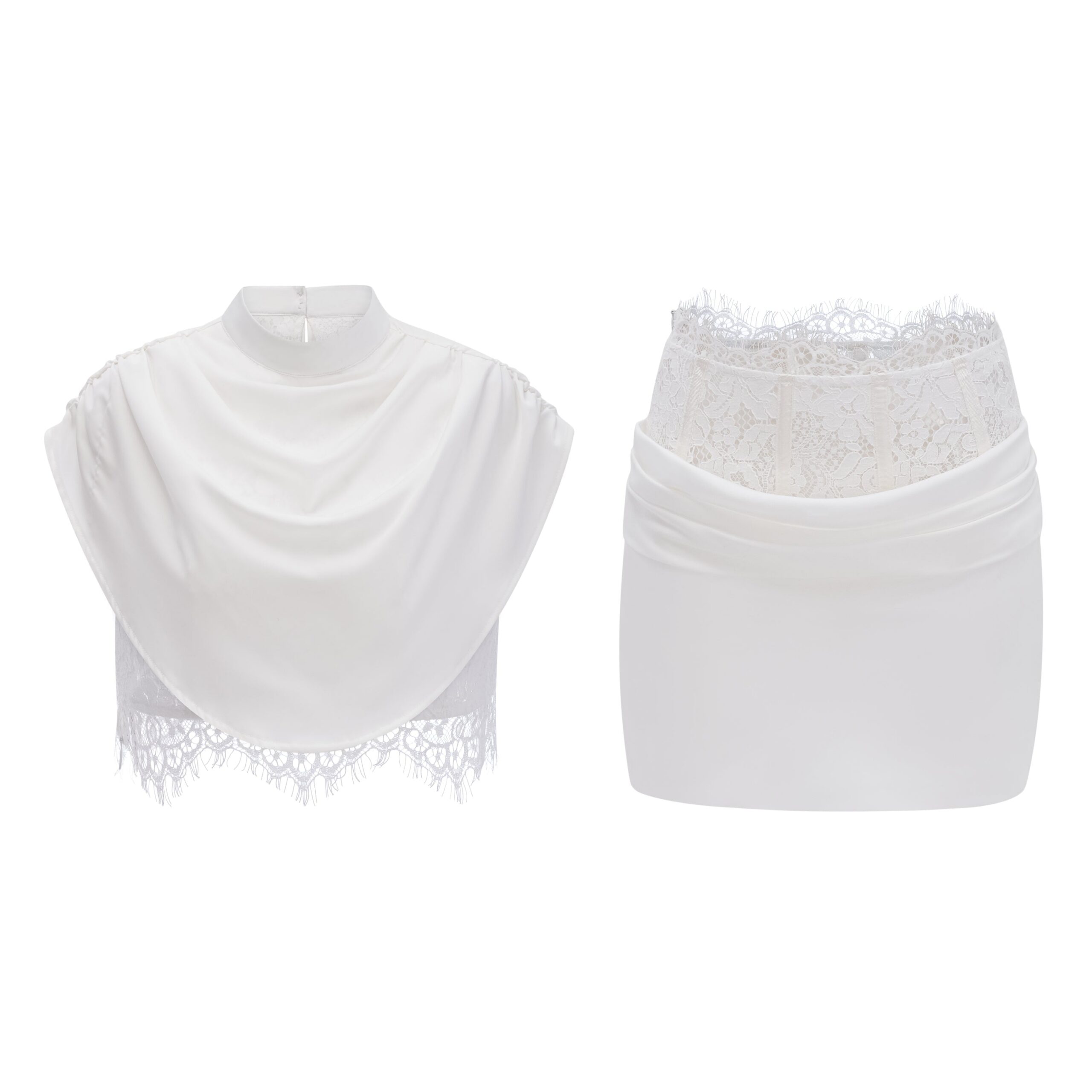 SiosiWhiteRuchedTop_SkirtSetwithLaceTrim_39e8e648-00e7-425e-b404-d7b6e01e0f9d IVORY SATIN CORSET CROP TOP RUCHED MINI SKIRT TWO-PIECE SET