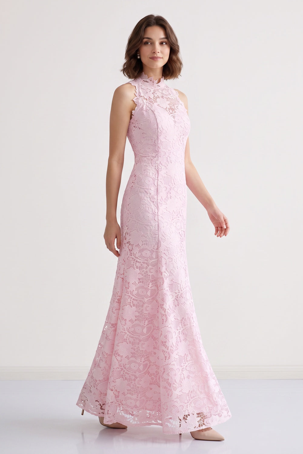 a0d6db70e5b5db5c BLUSH PINK LACE MAXI DRESS FOR WEDDING GUEST