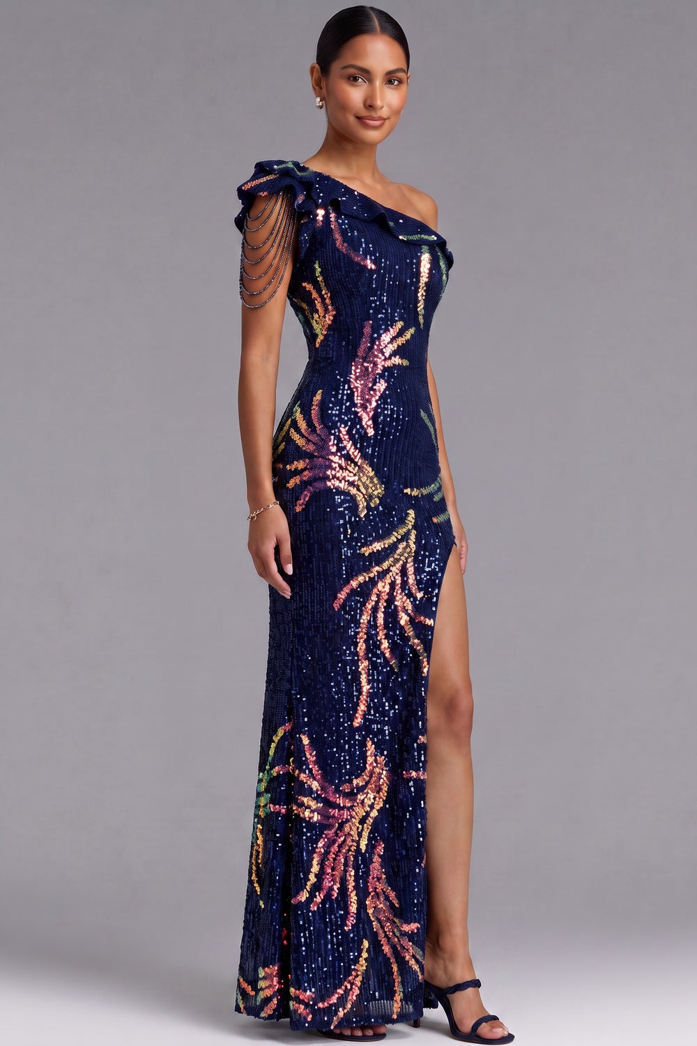 a0ed080ed180ef37 NAVY BLUE ONE-SHOULDER SEQUIN MAXI GOWN