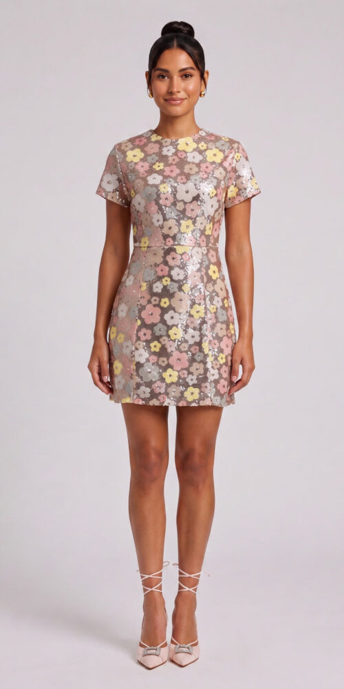 a3843424ee1988c0_6eb01fef-996b-4980-b2d8-44454201668d SILVER SEQUIN MESH A-LINE SHIFT DRESS