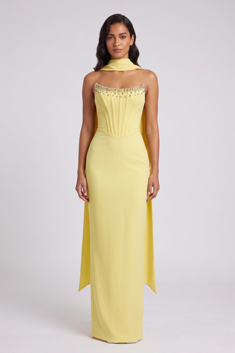 a3eed918a42ad732 YELLOW HALTER MAXI DRESS OPEN BACK BOW DETAIL