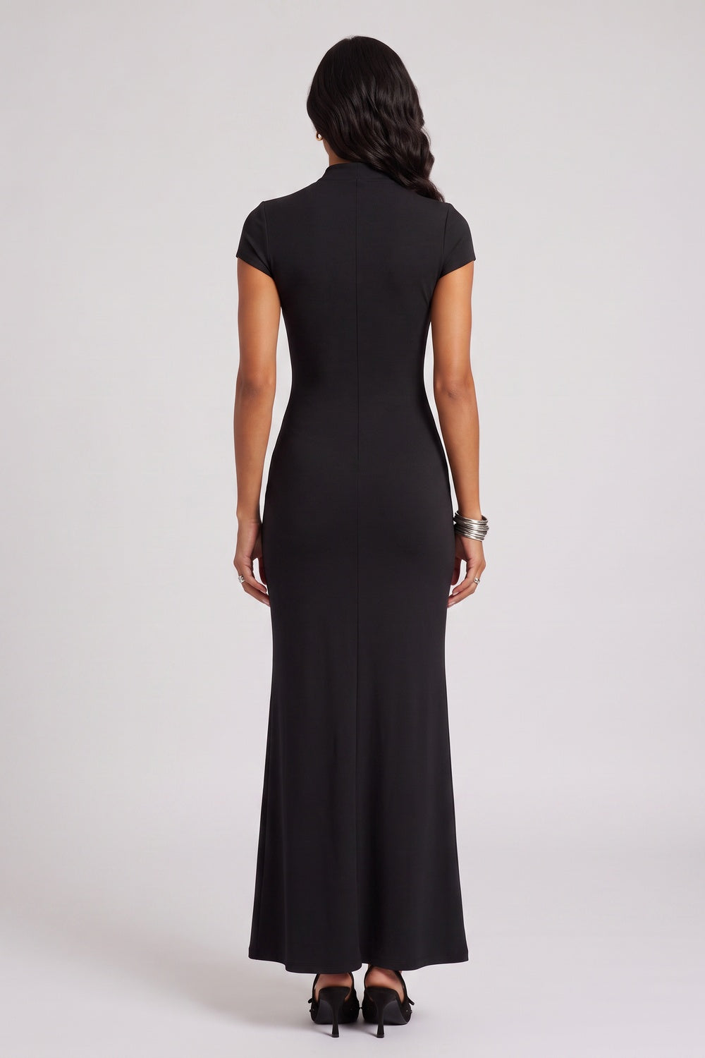 a536728207d25954 HIGH NECK RHINESTONE MAXI DRESS, HIGH SLIT EVENING GOWN